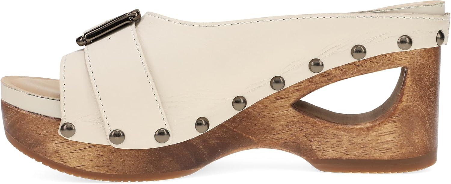 imageDansko Adeline Heeled Slide Sandal for Women HandCrafted Wooden Outsoles Memory Foam Footbeds and Rubber Padded Outsoles for Comfort and DurabilityBone