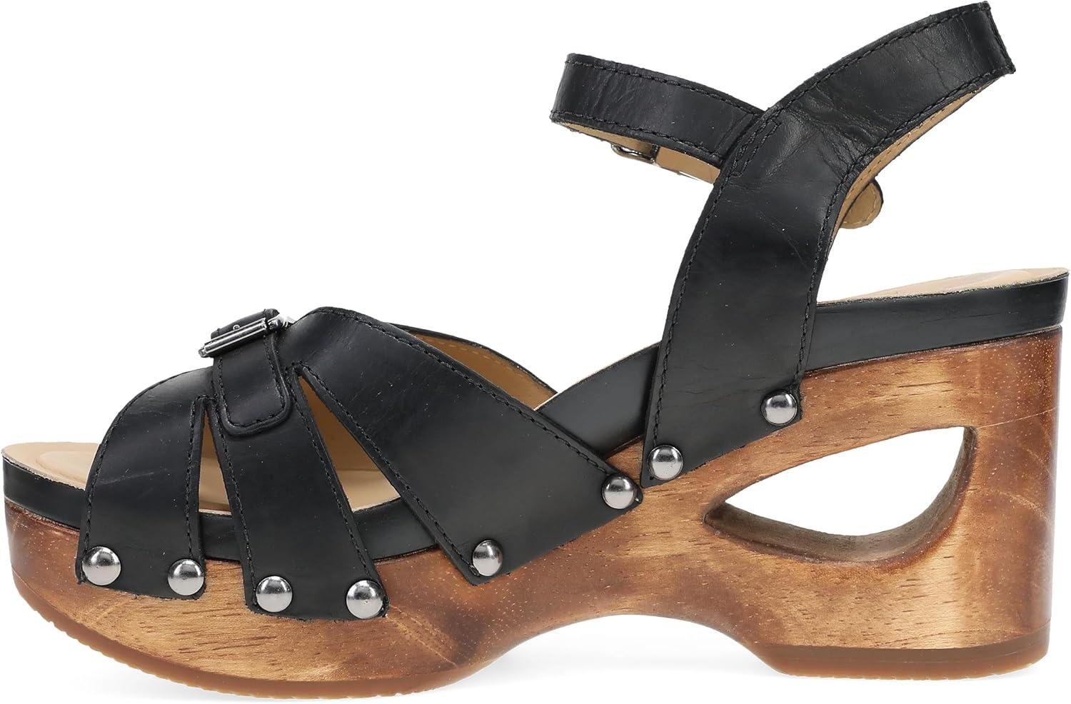 imageDansko Alanna Heeled Adjustable Sandal for Women HandCrafted Wooden Outsoles Memory Foam Footbeds and Rubber Padding for Unparalleled Comfort and DurabilityBlack