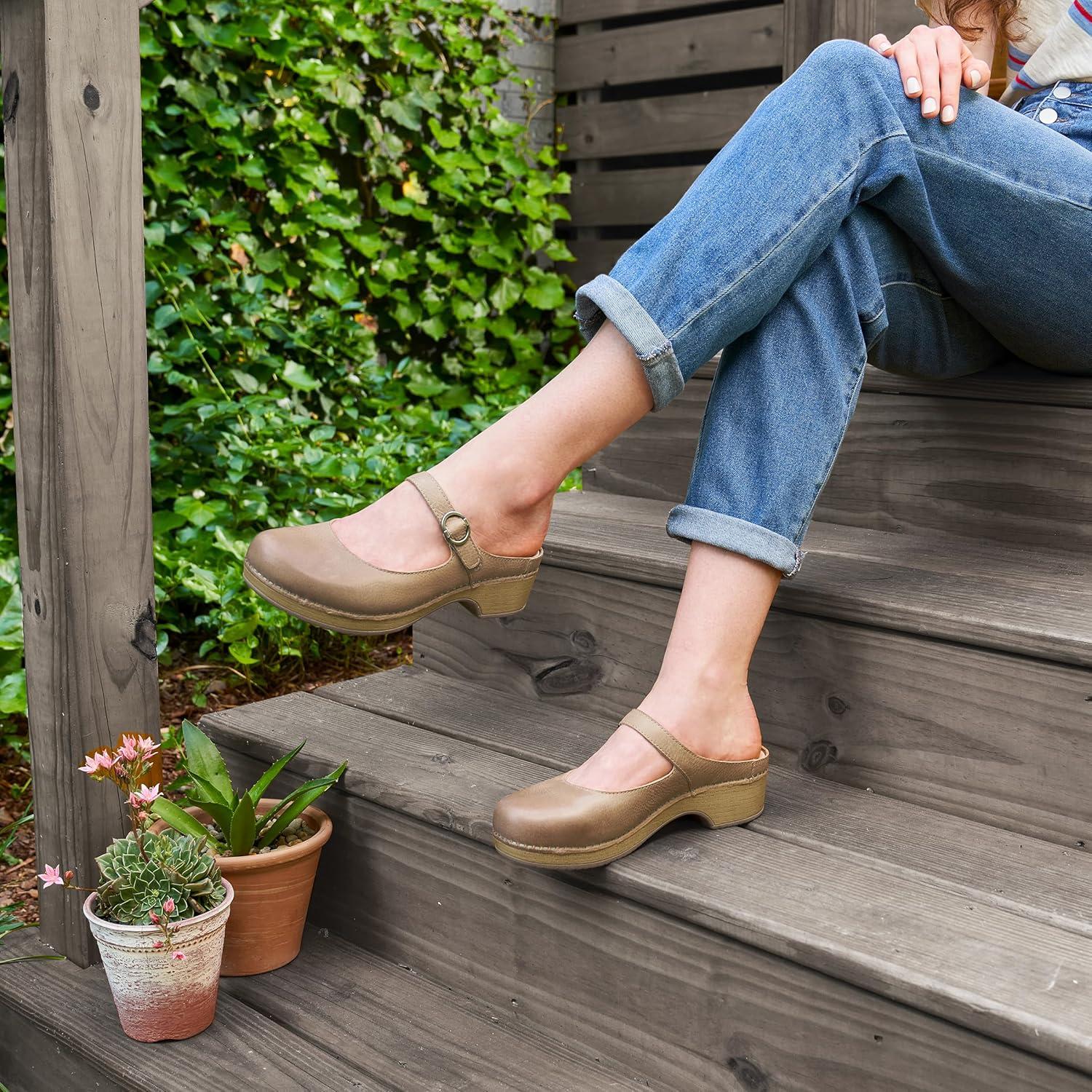 imageDansko Bria SlipOn Mary Jane Mule Clogs for Women Memory Foam and Arch Support for All Day Comfort and SupportTan