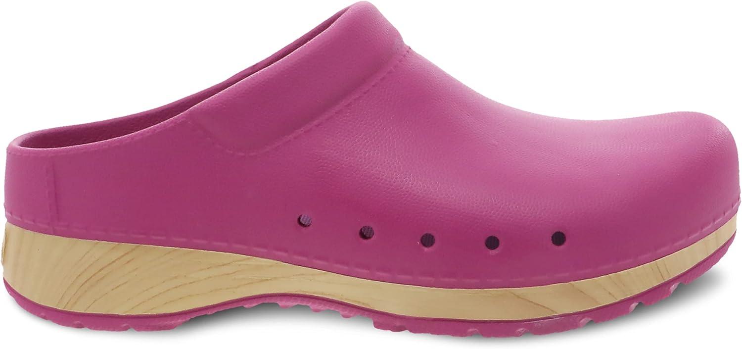 imageDansko Kane SlipOn Mule Clog for Women Lightweight Cushioned Comfort and Removable EVA Footbed with Arch Support Easy Clean UppersFuchsia Molded