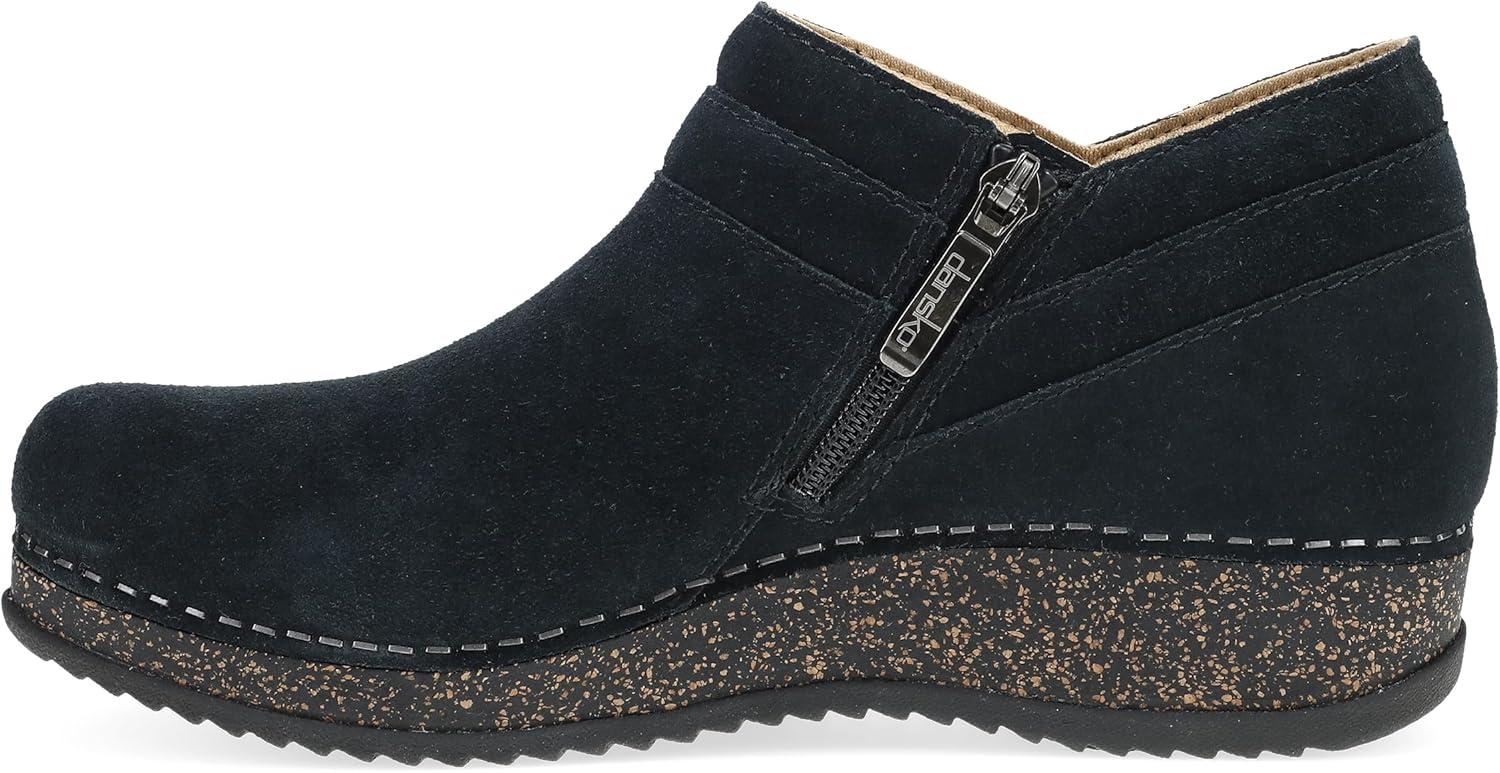 imageDansko Muriel Womens Quilted Suede Ankle Bootie Cozy SlipOn Boot with Cushioned Cork Midsole and Lightweight Rubber OutsoleBlack