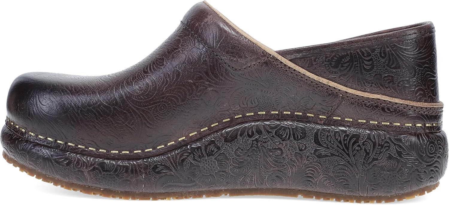 imageDansko Platform Pro Womens Slip Resistant Clog Memory Foam Footbed Cushioned Arch Support for Work and Everyday WearBrown Tooled