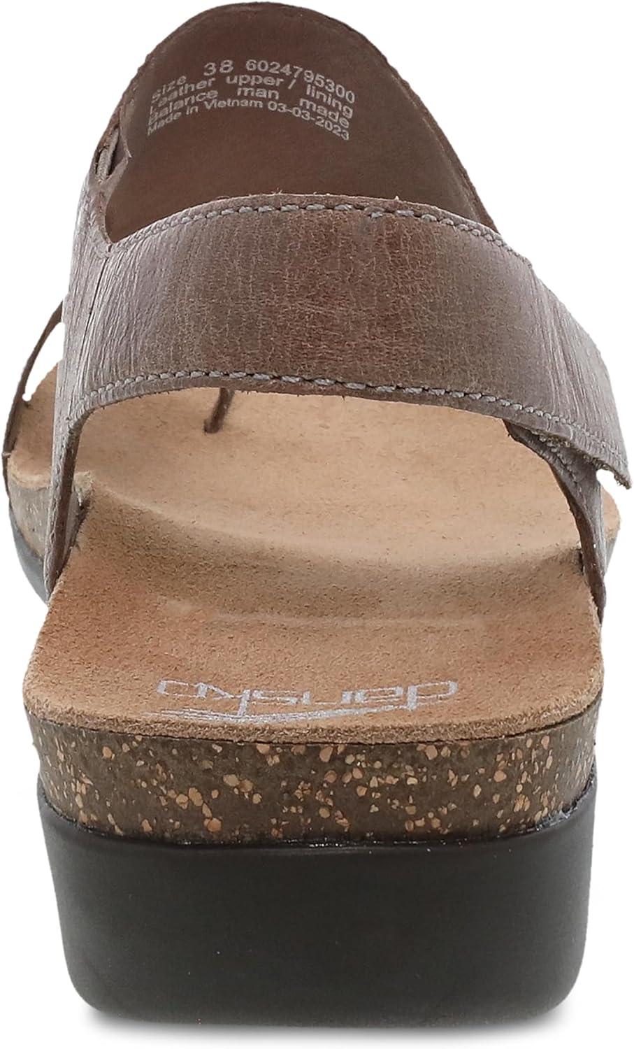imageDansko Reece Sandal for Women  Memory Foam and Cork Footbed for Comfort and Arch Support  Lightweight Rubber Outsole for LongLasting Wear with Hook ampamp Loop StrapStone