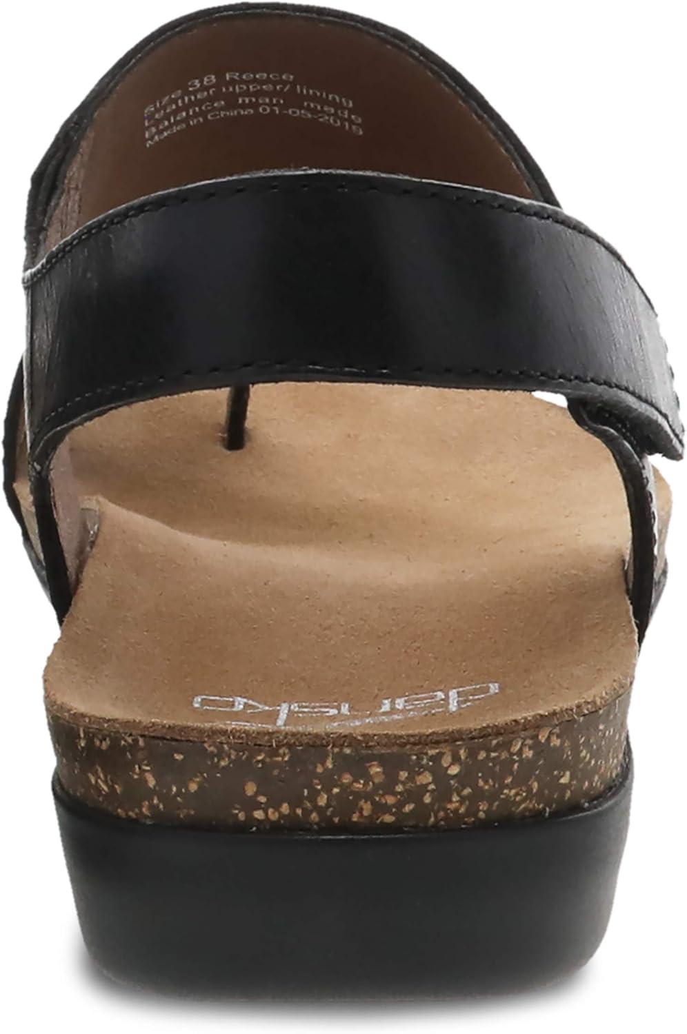 imageDansko Reece Sandal for Women  Memory Foam and Cork Footbed for Comfort and Arch Support  Lightweight Rubber Outsole for LongLasting Wear with Hook ampamp Loop StrapBlack