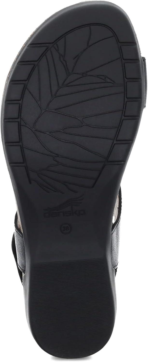 imageDansko Reece Sandal for Women  Memory Foam and Cork Footbed for Comfort and Arch Support  Lightweight Rubber Outsole for LongLasting Wear with Hook ampamp Loop StrapBlack Full Grain