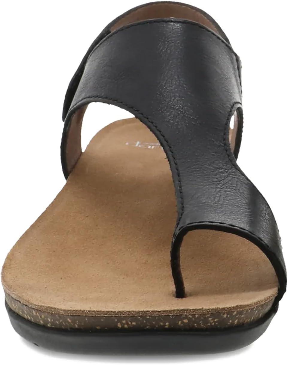 imageDansko Reece Sandal for Women  Memory Foam and Cork Footbed for Comfort and Arch Support  Lightweight Rubber Outsole for LongLasting Wear with Hook ampamp Loop StrapBlack Full Grain