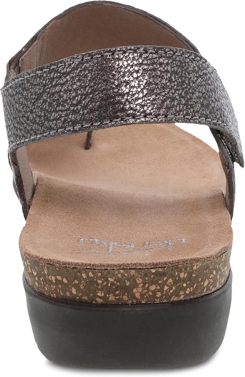 imageDansko Reece Sandal for Women  Memory Foam and Cork Footbed for Comfort and Arch Support  Lightweight Rubber Outsole for LongLasting Wear with Hook ampamp Loop StrapPewter