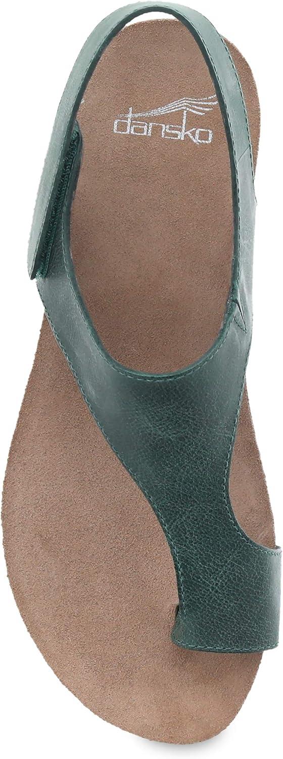 imageDansko Reece Sandal for Women  Memory Foam and Cork Footbed for Comfort and Arch Support  Lightweight Rubber Outsole for LongLasting Wear with Hook ampamp Loop StrapGreen