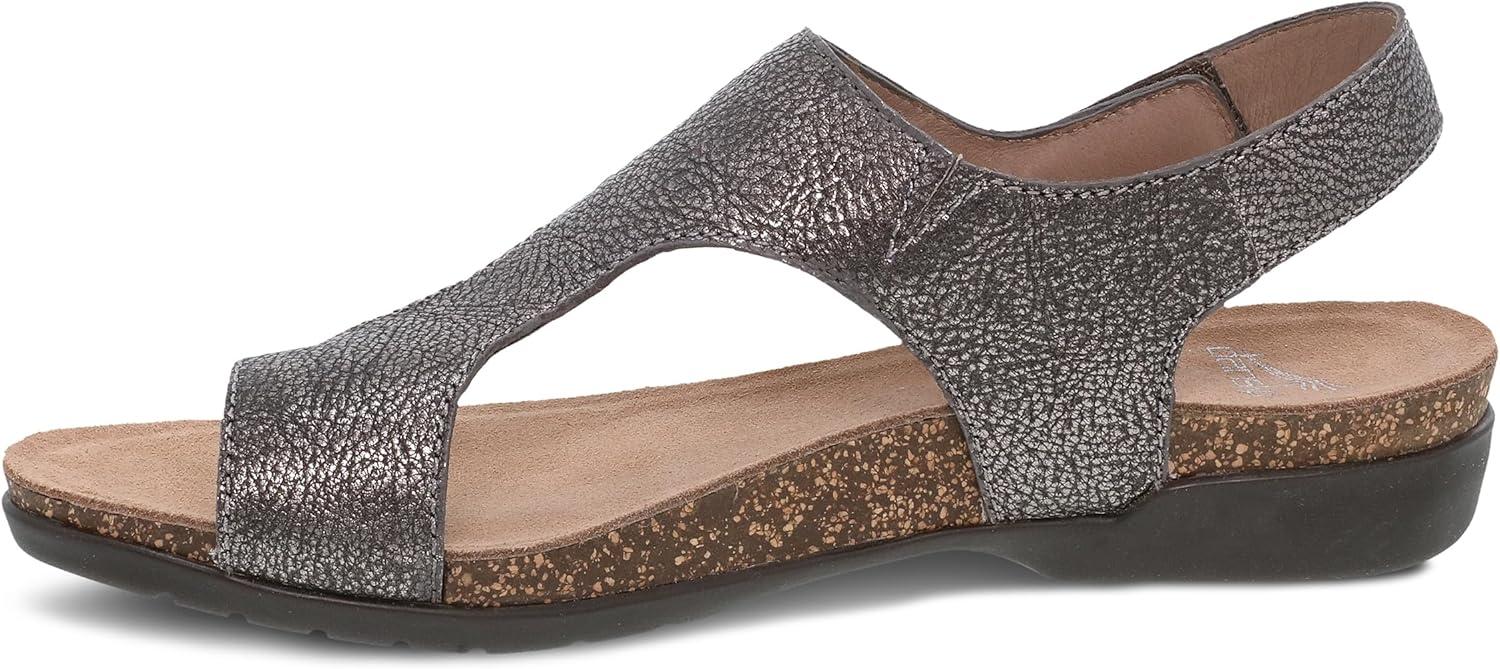 imageDansko Reece Sandal for Women  Memory Foam and Cork Footbed for Comfort and Arch Support  Lightweight Rubber Outsole for LongLasting Wear with Hook ampamp Loop StrapPewter