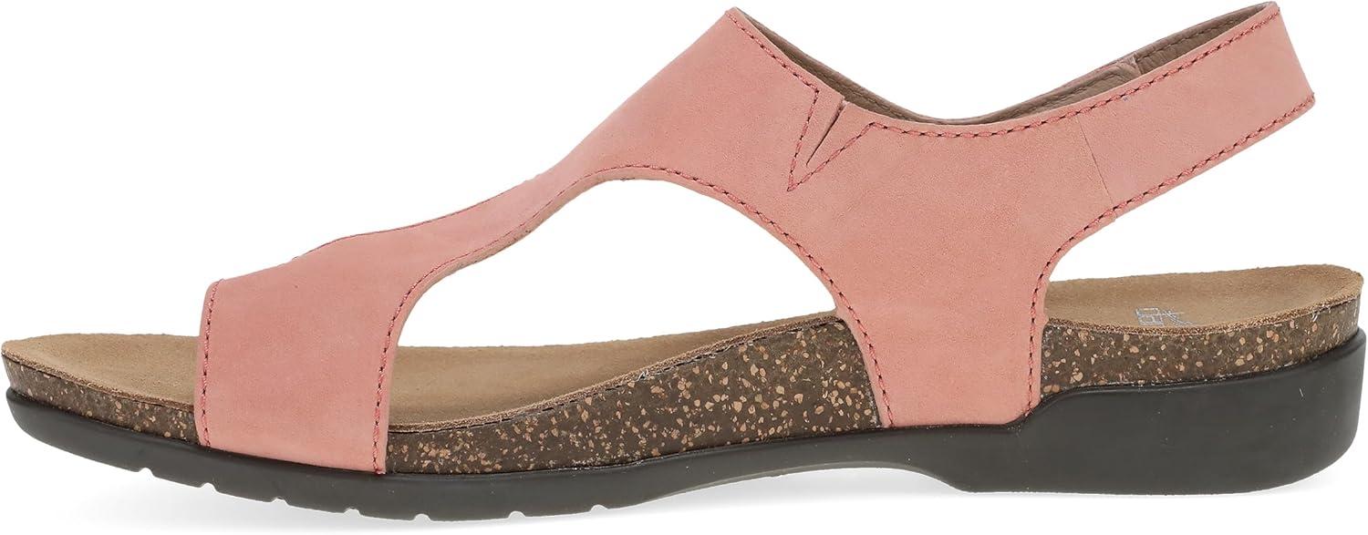 imageDansko Reece Sandal for Women  Memory Foam and Cork Footbed for Comfort and Arch Support  Lightweight Rubber Outsole for LongLasting Wear with Hook ampamp Loop StrapRose