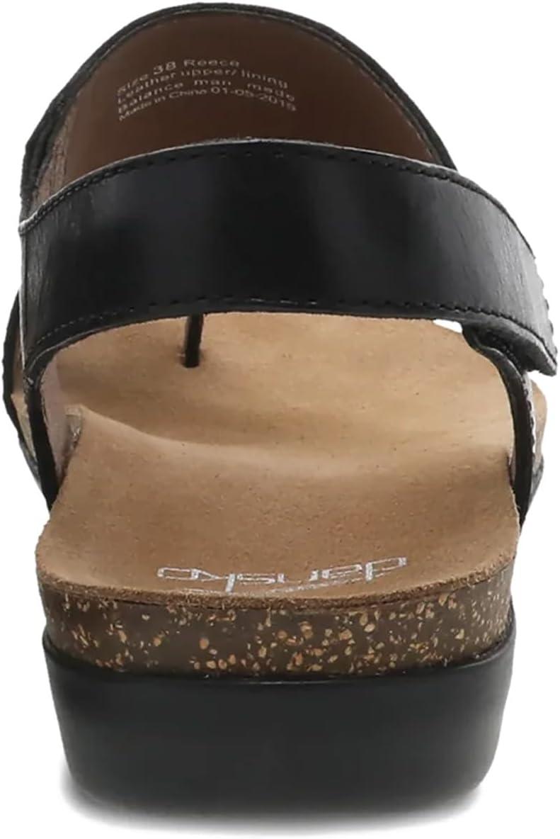 imageDansko Reece Sandal for Women  Memory Foam and Cork Footbed for Comfort and Arch Support  Lightweight Rubber Outsole for LongLasting Wear with Hook ampamp Loop StrapBlack Full Grain
