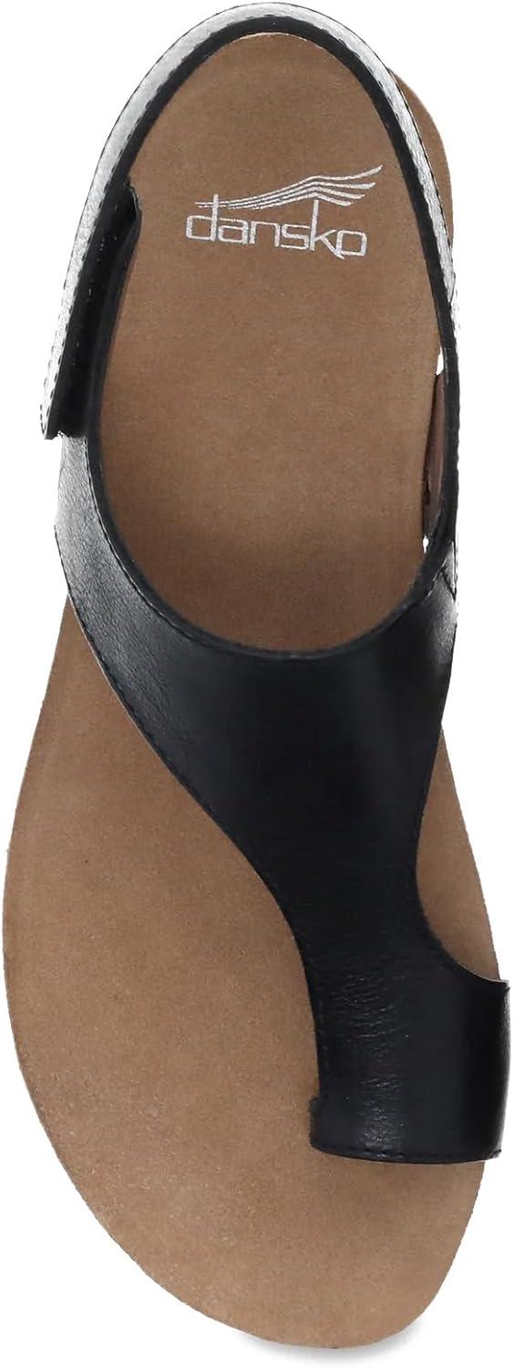 imageDansko Reece Sandal for Women  Memory Foam and Cork Footbed for Comfort and Arch Support  Lightweight Rubber Outsole for LongLasting Wear with Hook ampamp Loop StrapBlack Full Grain