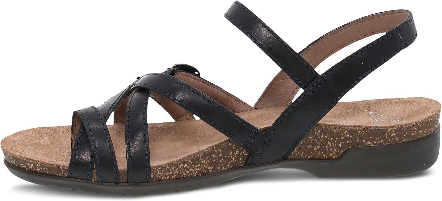 imageDansko Roslyn Sandal for Women  Memory Foam and Cork Footbed for Comfort and Arch Support  Lightweight Rubber Outsole for LongLasting Wear Versatile Casual to Dressy FootwearBlack