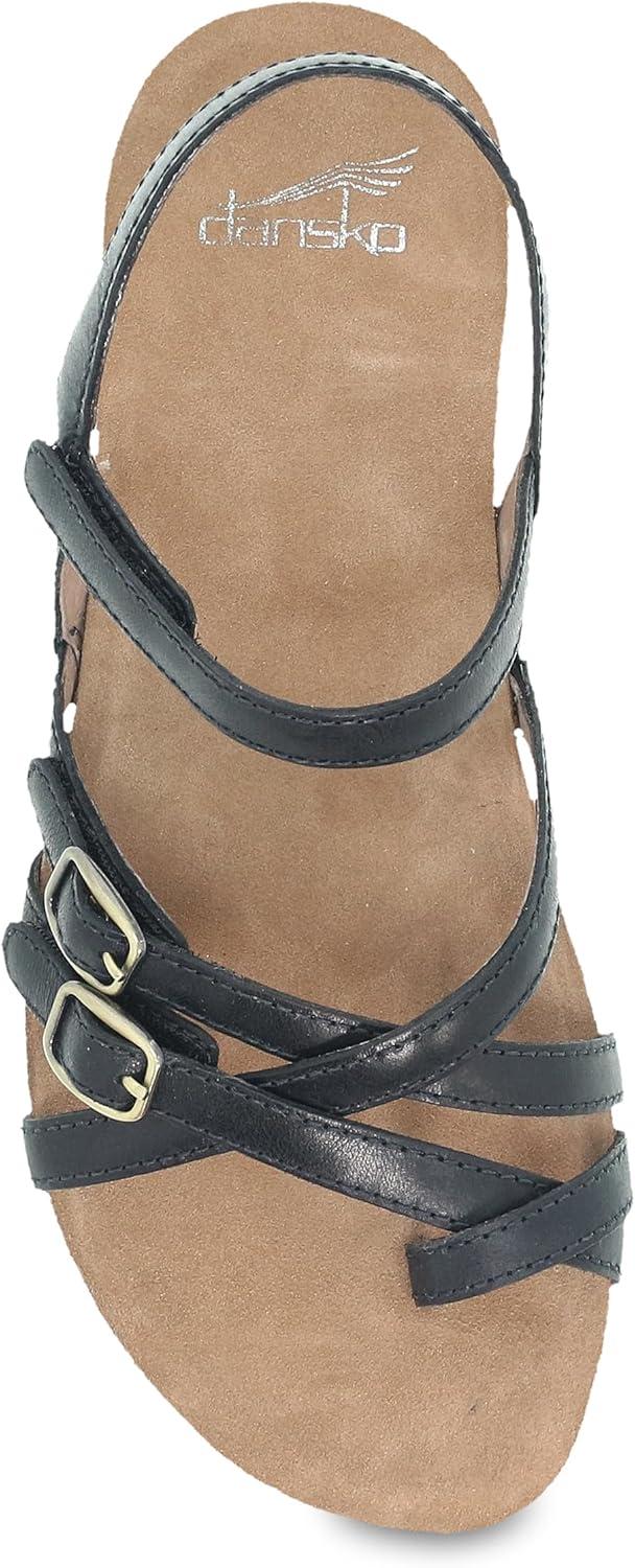 imageDansko Roslyn Sandal for Women  Memory Foam and Cork Footbed for Comfort and Arch Support  Lightweight Rubber Outsole for LongLasting Wear Versatile Casual to Dressy FootwearBlack