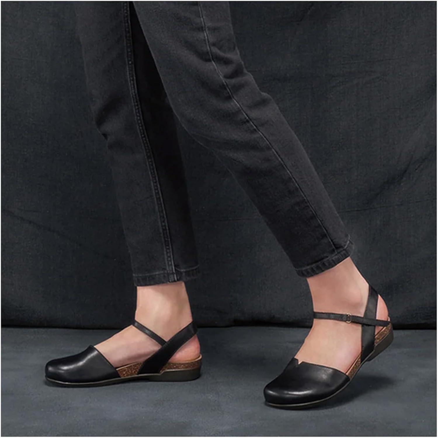 imageDansko Rowan Sandal for Women Memory Foam and Cork Footbed for Comfort and Arch Support Lightweight Rubber Outsole for LongLasting Wear Versatile Casual to Dressy FootwearBlack Waxy