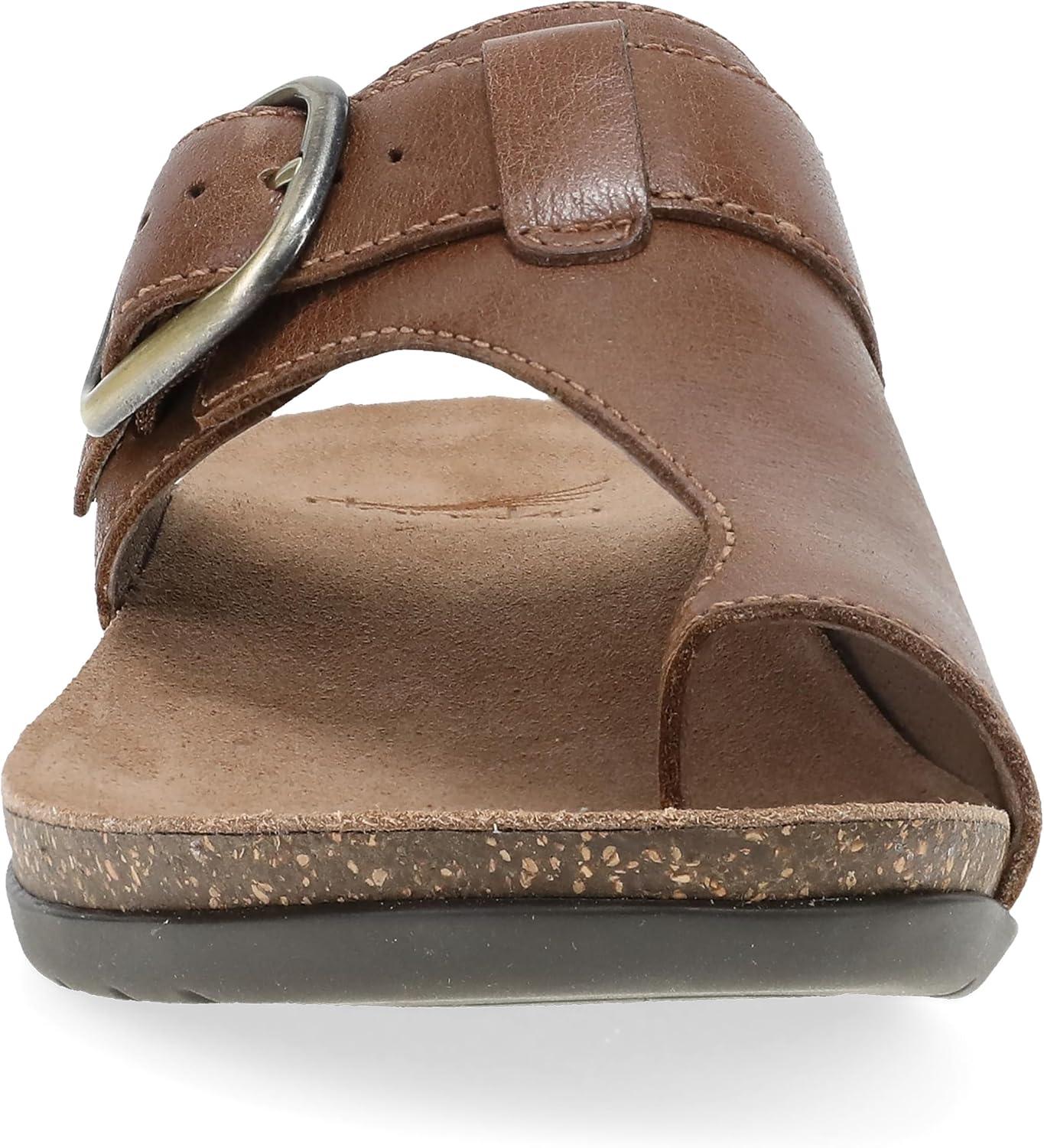 imageDansko Rylee Sandal for Women  Memory Foam and Cork Footbed for Comfort and Arch Support  Lightweight Rubber Outsole for LongLasting WearBrown Leather