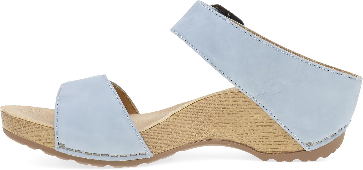 imageDansko Tanya SlipOn Wedge Sandal for Women Cushioned Contoured Footbed for AllDay Comfort and Support Hook ampamp Loop Strap with Buckle Detail Lightweight Rubber OutsoleSky