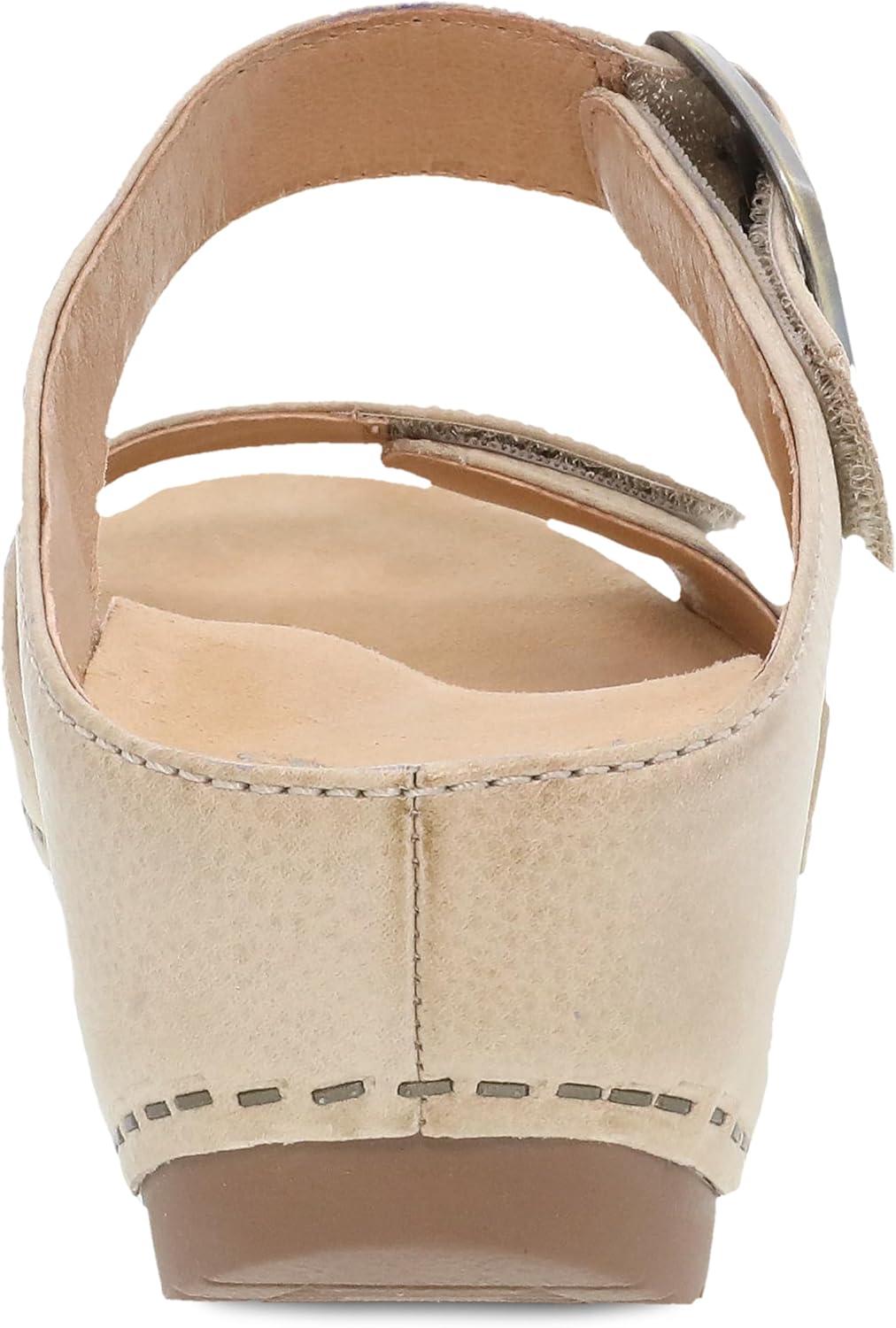 imageDansko Tanya SlipOn Wedge Sandal for Women Cushioned Contoured Footbed for AllDay Comfort and Support Hook ampamp Loop Strap with Buckle Detail Lightweight Rubber OutsoleLinen