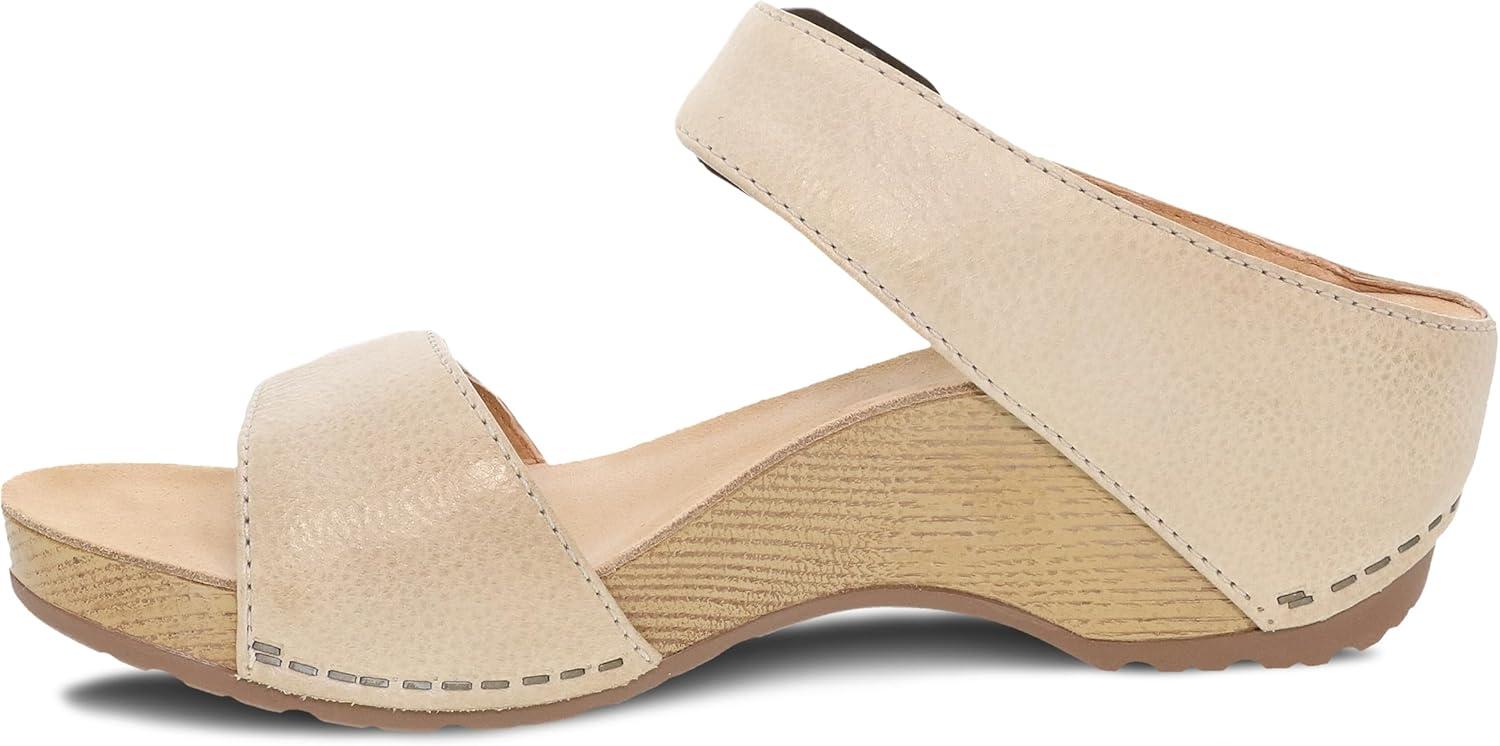 imageDansko Tanya SlipOn Wedge Sandal for Women Cushioned Contoured Footbed for AllDay Comfort and Support Hook ampamp Loop Strap with Buckle Detail Lightweight Rubber OutsoleLinen