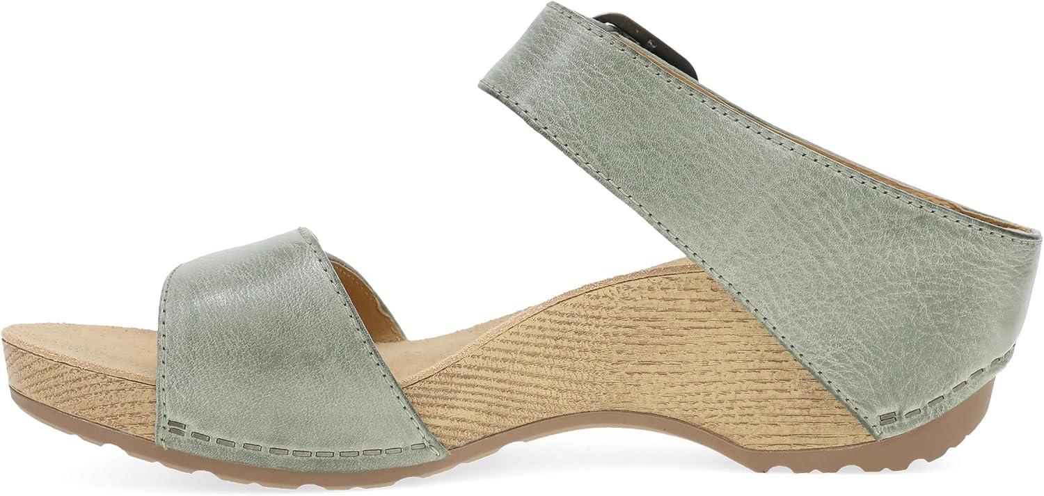 imageDansko Tanya SlipOn Wedge Sandal for Women Cushioned Contoured Footbed for AllDay Comfort and Support Hook ampamp Loop Strap with Buckle Detail Lightweight Rubber OutsoleSage