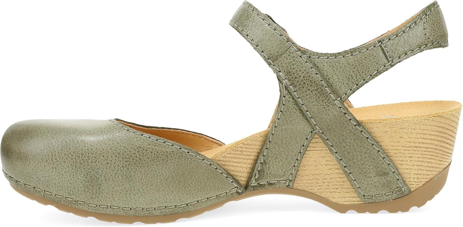 imageDansko Tiffani Wedge Sandal for Women Cushioned Contoured Footbed for AllDay Comfort and Support Hook ampamp Loop Strap with Buckle Detail Lightweight Rubber OutsoleIvy