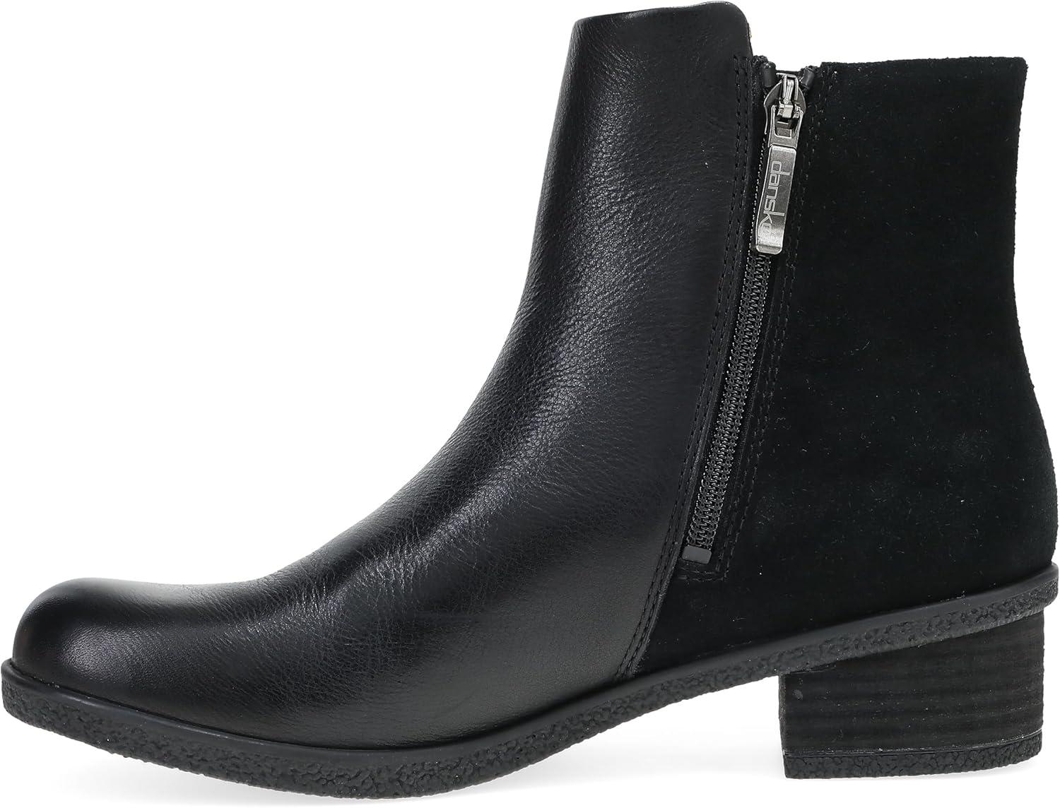 imageDansko Womens Ankle Boots Denay Waterproof Booties with Multi Leathers for a Sleek Stylish Look and AllDay Arch SupportBlack