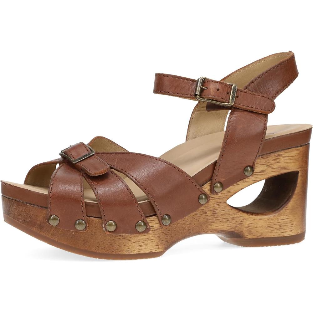 imageDansko Alanna Heeled Adjustable Sandal for Women HandCrafted Wooden Outsoles Memory Foam Footbeds and Rubber Padding for Unparalleled Comfort and DurabilityTan