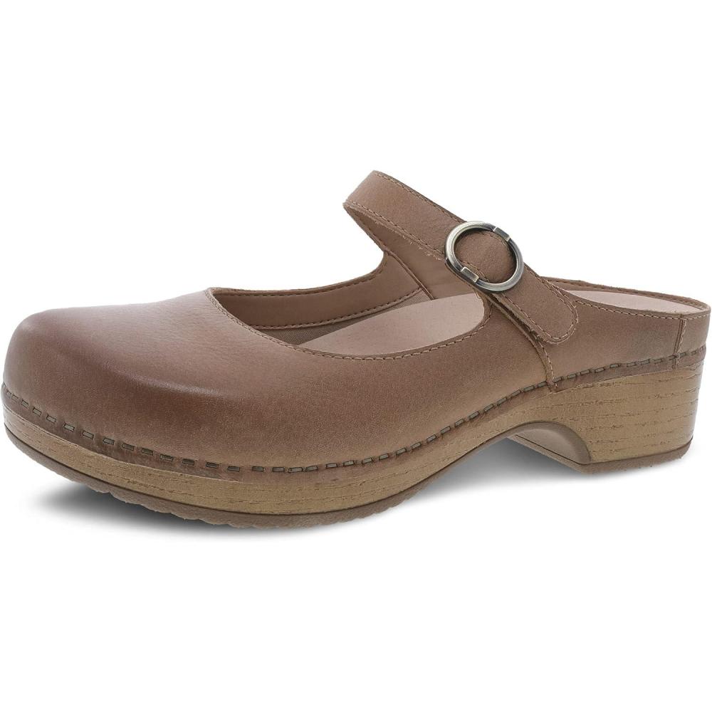 imageDansko Bria SlipOn Mary Jane Mule Clogs for Women  Memory Foam and Arch Support for All Day Comfort and SupportTan