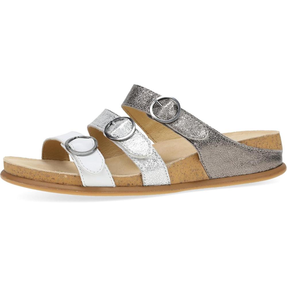 imageDansko Campbell SlipOn Wedge Sandal for Women Low Profile Wedge with Arch Support Adjustable Fit for Walking ComfortPewter