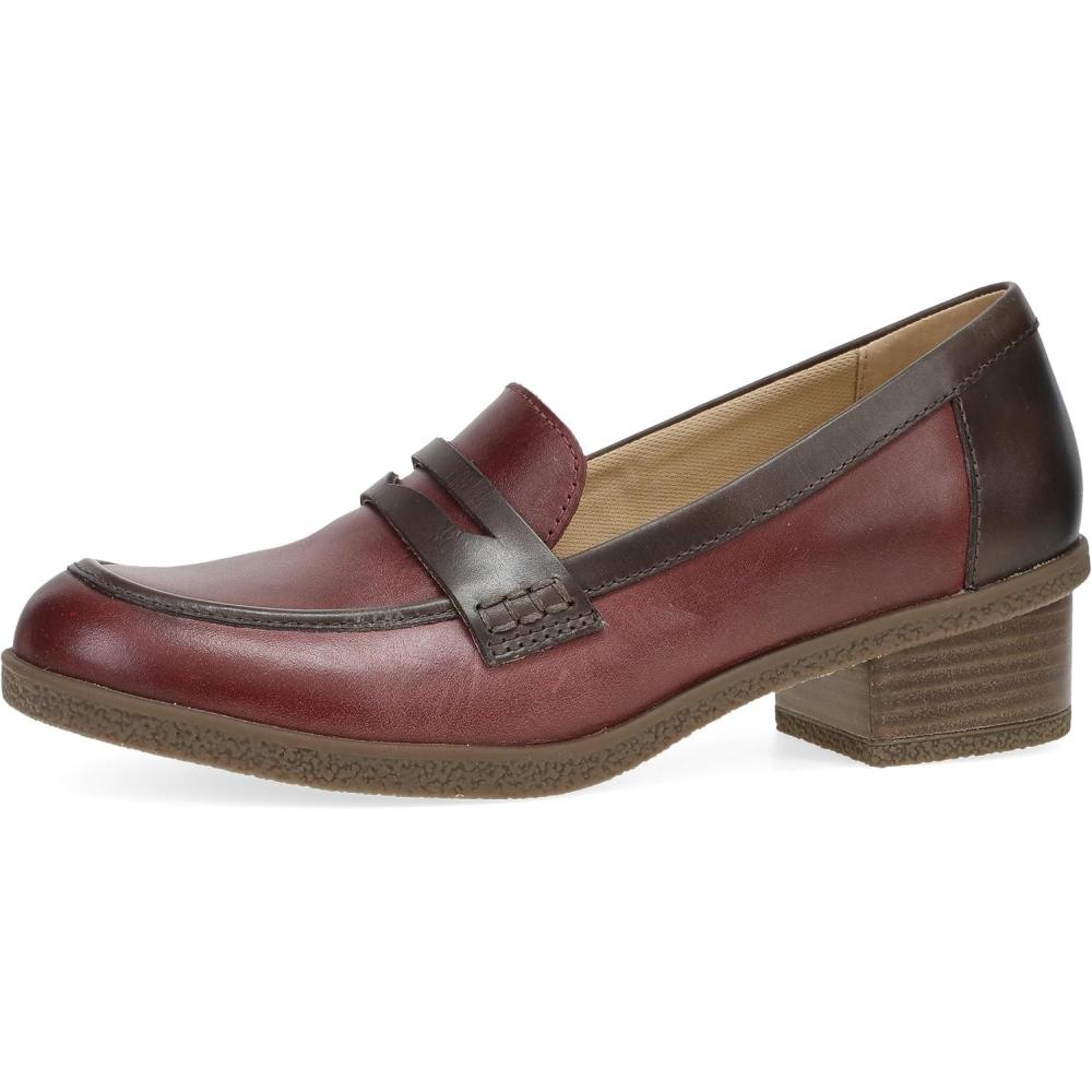 imageDansko Danica Heeled Loafer for Women  Waterproof Leather with Rubber Outsole and Leather Stacked Heel for LongLasting Style in Any WeatherPlumChocolate