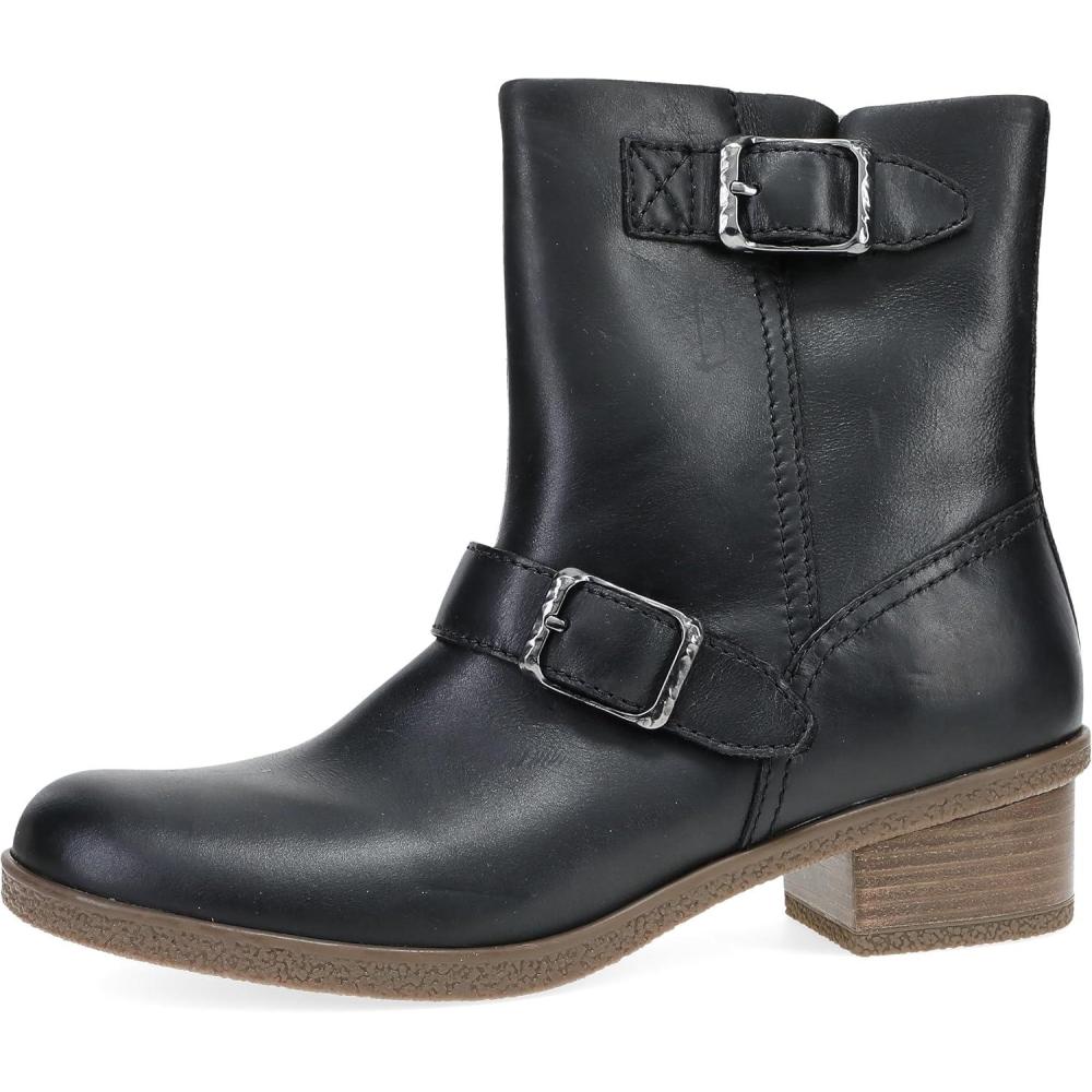 imageDansko Delphine for Women  Super Stylish MidShaft Boot  Waterproof Leather and Construction with Rubber Outsole and Leather Stacked Heel for LongLasting Style in Any WeatherBlack