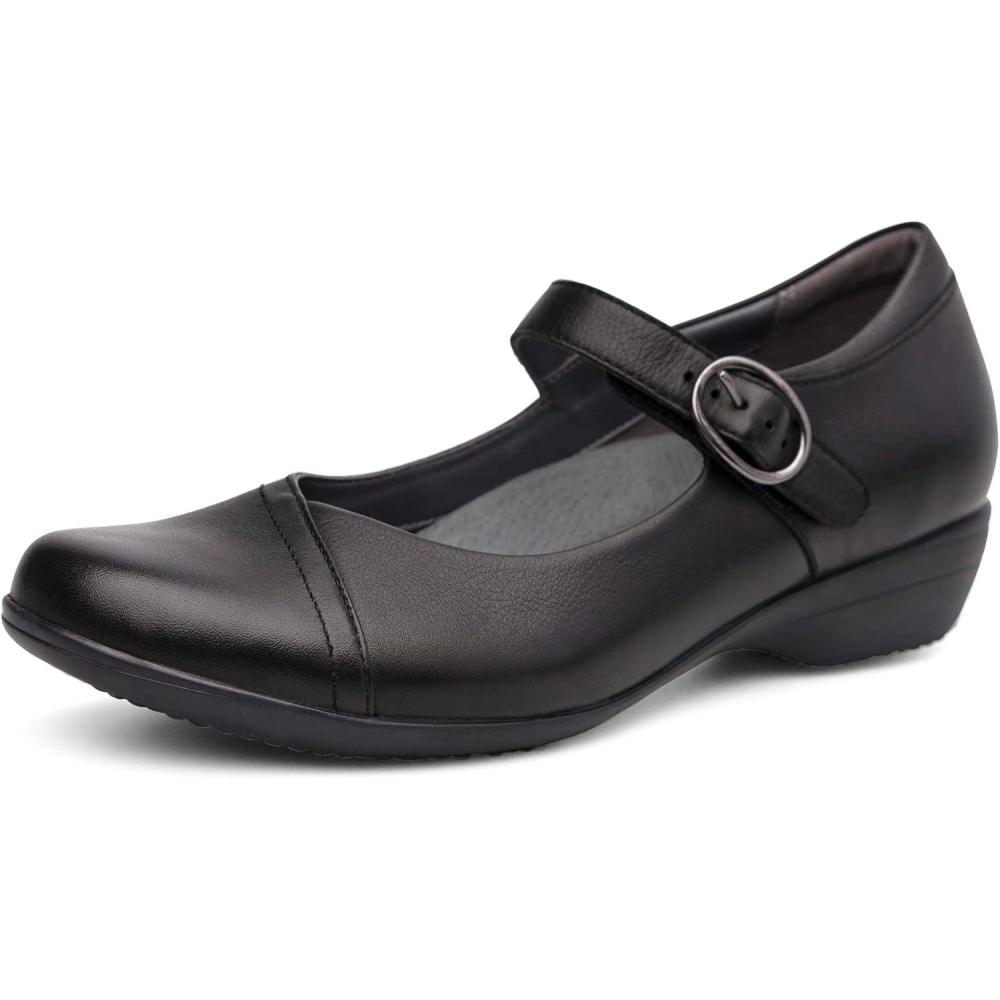 imageDansko Fawna Mary Jane for Women Cute Comfortable Shoes with Arch Support Versatile Casual to Dressy Footwear with Buckle Strap Lightweight Rubber OutsoleBlack Leather