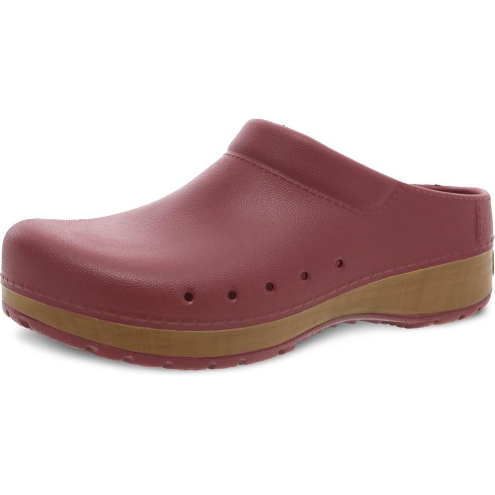 imageDansko Kane SlipOn Mule Clog for Women  Lightweight Cushioned Comfort and Removable EVA Footbed with Arch Support  Easy Clean UppersCranberry