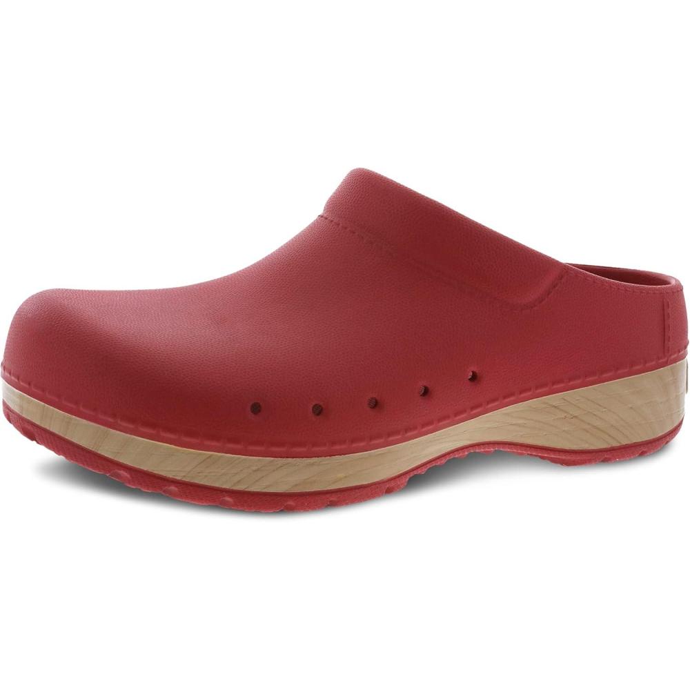 imageDansko Kane SlipOn Mule Clog for Women  Lightweight Cushioned Comfort and Removable EVA Footbed with Arch Support  Easy Clean UppersRed Molded