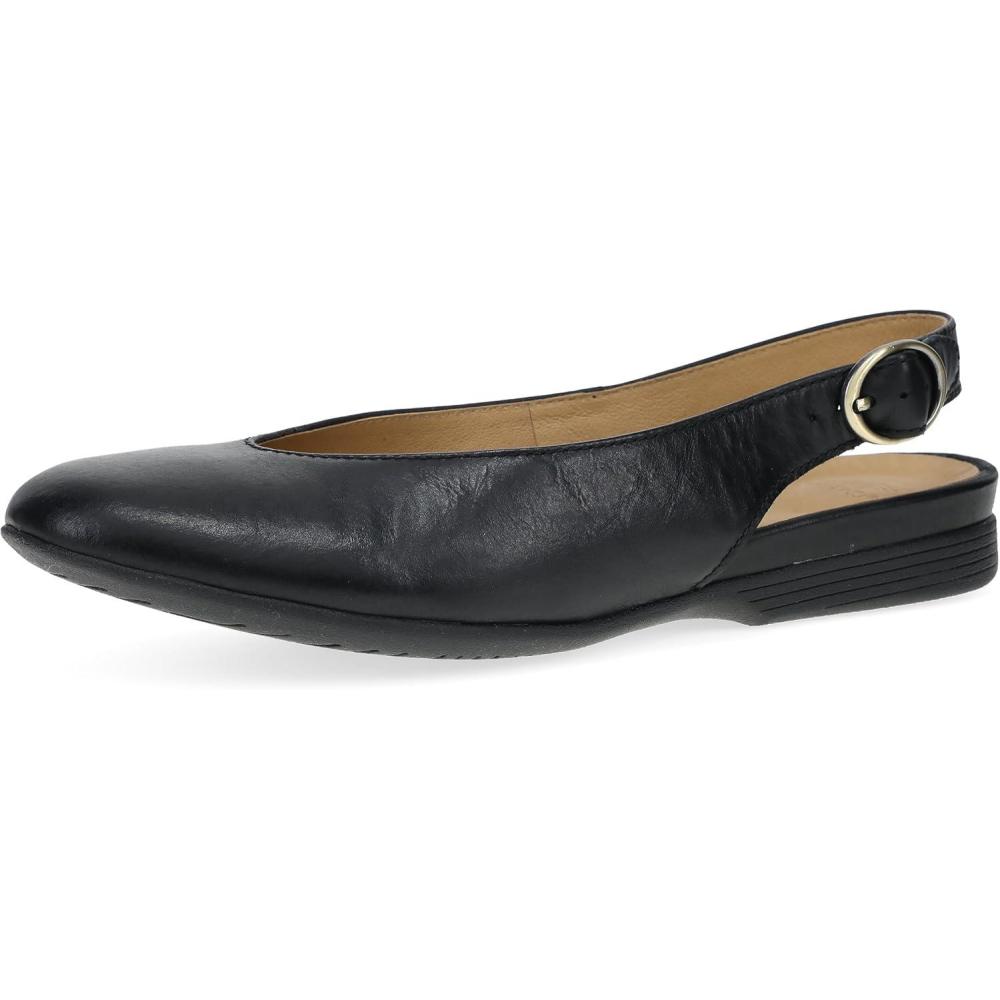 imageDansko Lea Slingback Flats for Women  Comfortable Flats with Arch Support for ComfortBlack