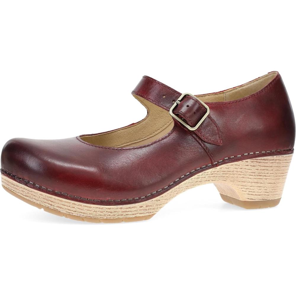 imageDansko Lilah Mary Jane Clog for Women Linings from Recycled Materials and Leather for Breathability Lightweight Rubber Outsole for LongLasting WearRed