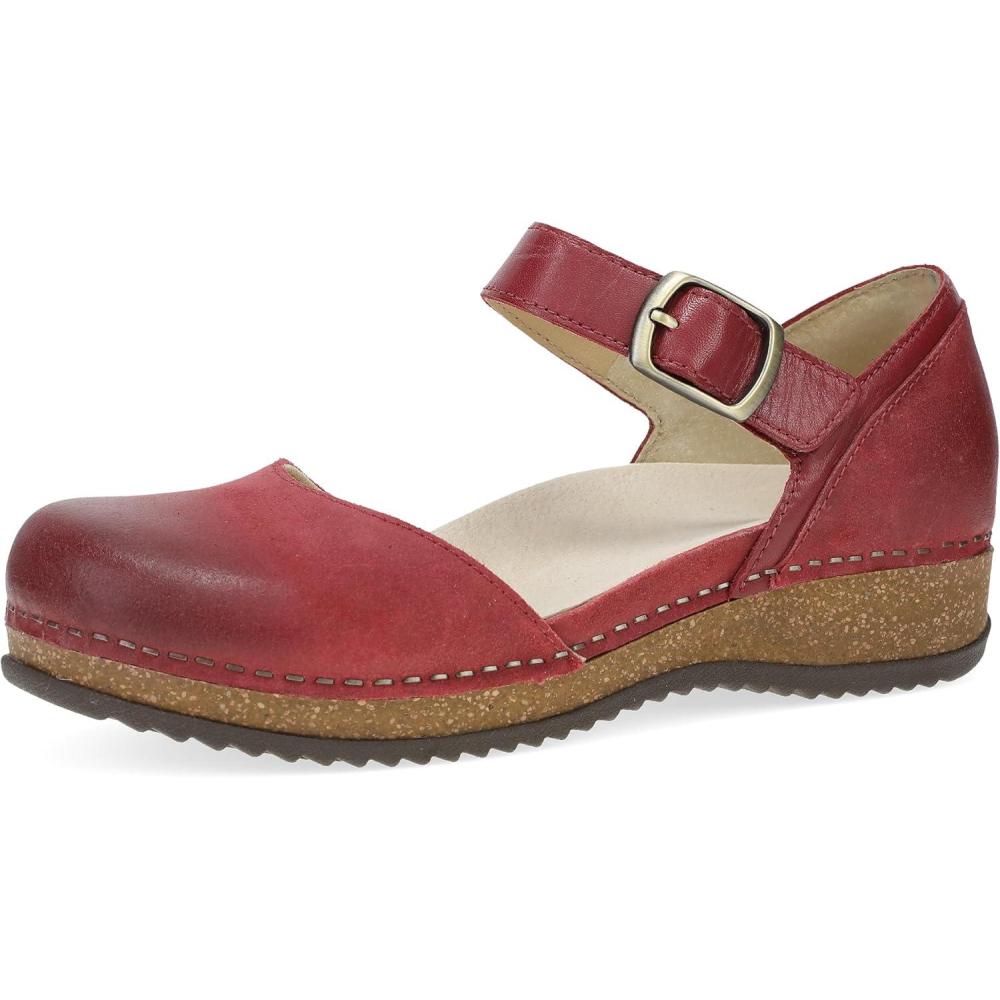 imageDansko Mae Mary Jane for Women  DualDensity CorkEVA Midsole and Lightweight Rubber Outsole Provide Durable and Comfortable Ride on Patented Stapled ConstructionRed