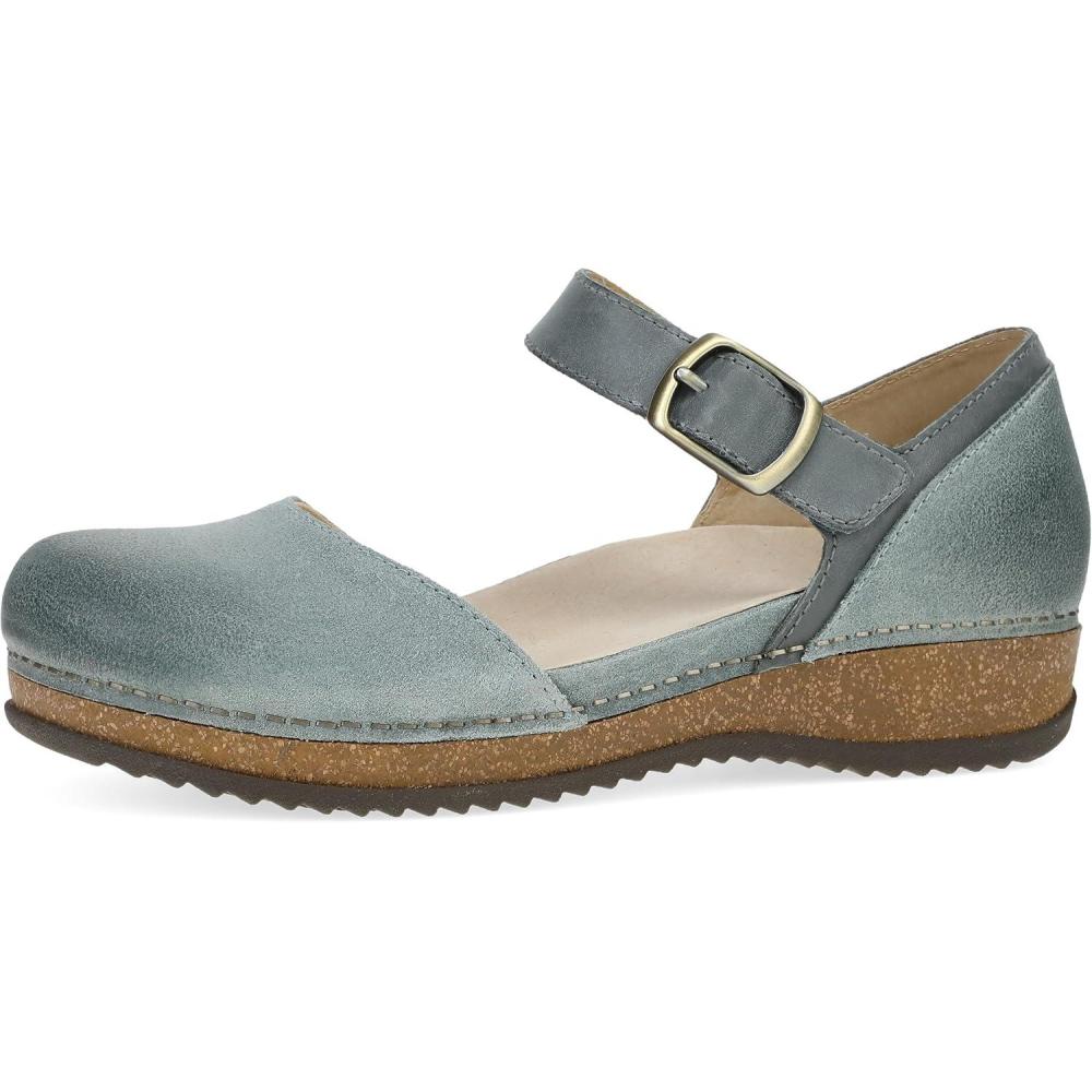imageDansko Mae Mary Jane for Women  DualDensity CorkEVA Midsole and Lightweight Rubber Outsole Provide Durable and Comfortable Ride on Patented Stapled ConstructionDenim