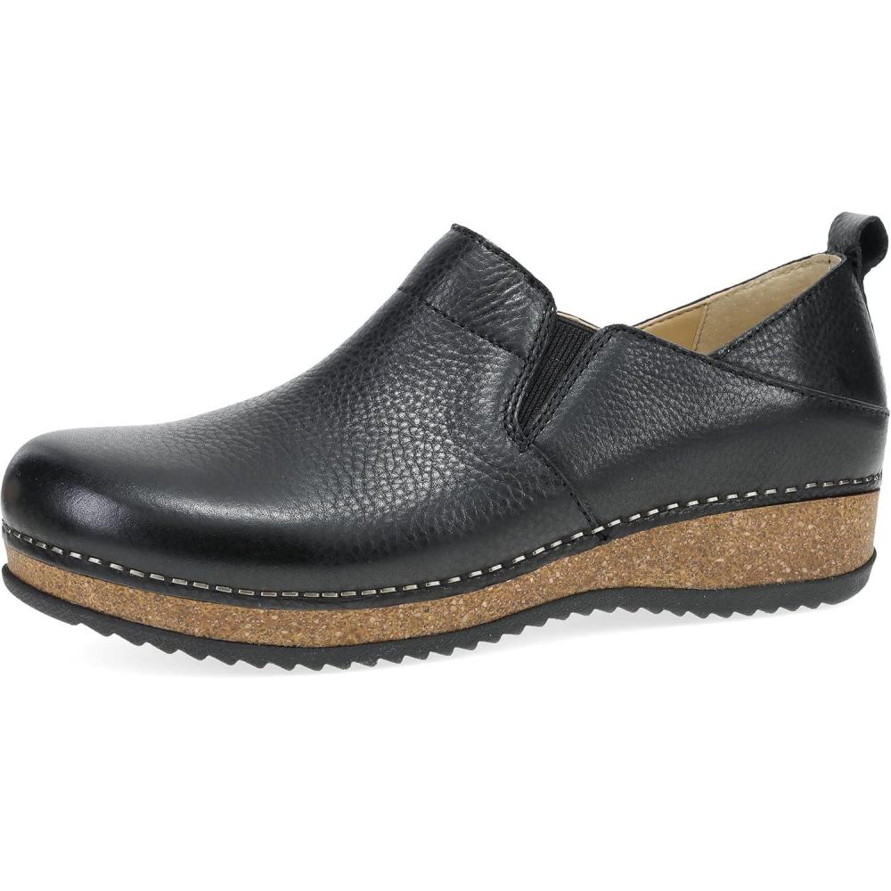 imageDansko Meara SlipOn Shoe for Women  DualDensity CorkEVA Midsole and Lightweight Rubber Outsole Provide Durable and Comfortable Ride on Patented Stapled ConstructionBlack