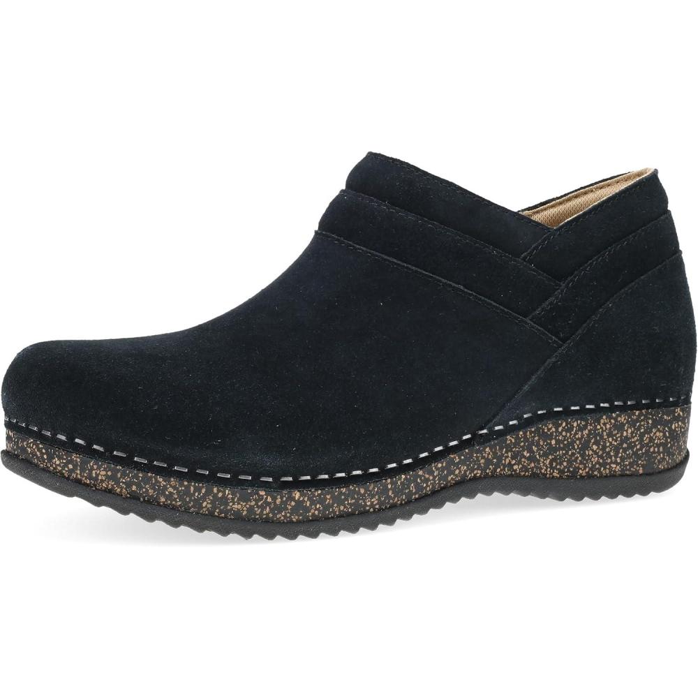 imageDansko Muriel Womens Quilted Suede Ankle Bootie Cozy SlipOn Boot with Cushioned Cork Midsole and Lightweight Rubber OutsoleBlack