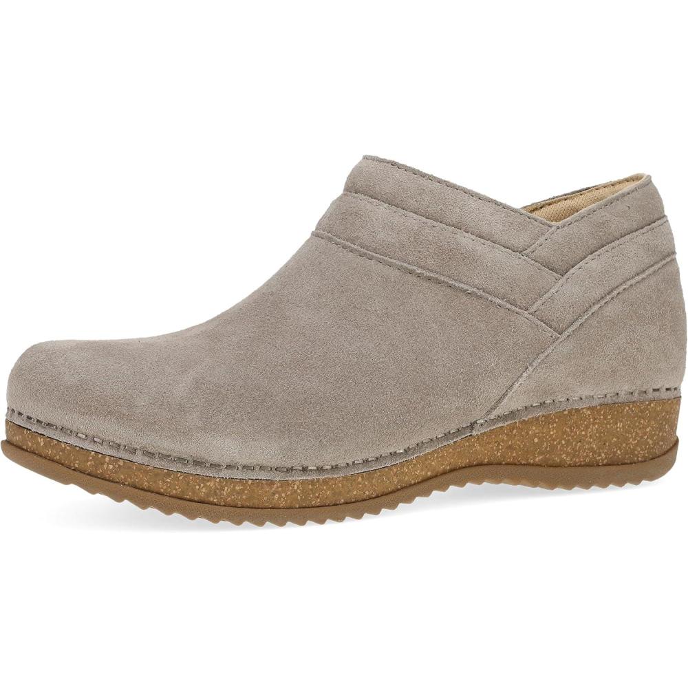 imageDansko Muriel Womens Quilted Suede Ankle Bootie Cozy SlipOn Boot with Cushioned Cork Midsole and Lightweight Rubber OutsoleTaupe