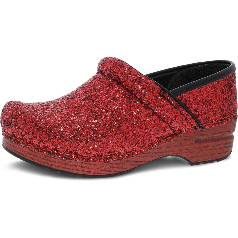 imageDansko Professional Glitter SlipOn Clogs for Women  Rocker Sole and Arch Support for Comfort  Shiny and Stylish Glitter UppersRed