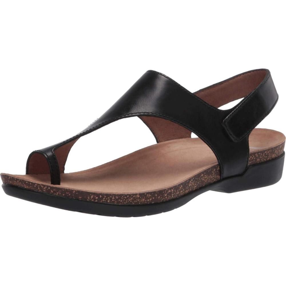 imageDansko Reece Sandal for Women  Memory Foam and Cork Footbed for Comfort and Arch Support  Lightweight Rubber Outsole for LongLasting Wear with Hook ampamp Loop StrapBlack