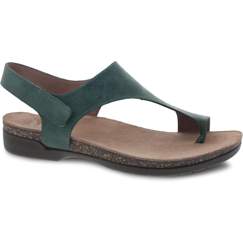 imageDansko Reece Sandal for Women  Memory Foam and Cork Footbed for Comfort and Arch Support  Lightweight Rubber Outsole for LongLasting Wear with Hook ampamp Loop StrapGreen
