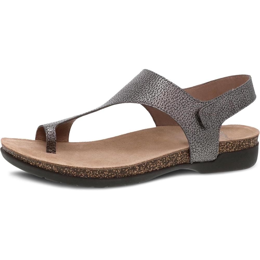 imageDansko Reece Sandal for Women  Memory Foam and Cork Footbed for Comfort and Arch Support  Lightweight Rubber Outsole for LongLasting Wear with Hook ampamp Loop StrapPewter