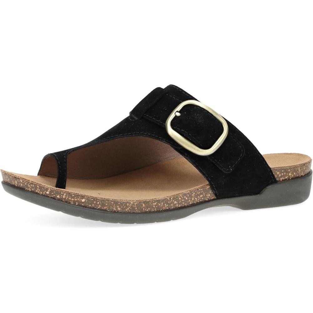 imageDansko Rylee Sandal for Women  Memory Foam and Cork Footbed for Comfort and Arch Support  Lightweight Rubber Outsole for LongLasting WearBlack Suede