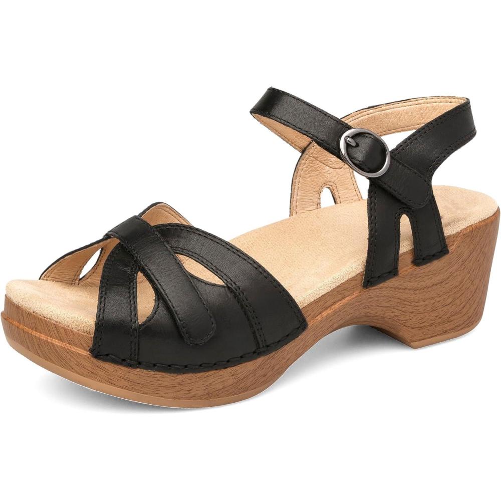imageDansko Season Stylish Sandal for Women  Lightweight with Added Arch Support  Durable PU Outsole for LongLasting Wear and ComfortBlack Leather