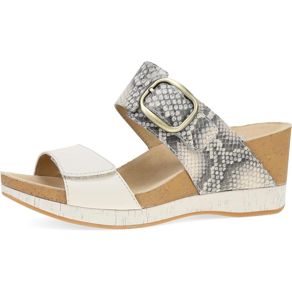 imageDansko Shannon SlipOn Wedge Sandal for Women  CorkEVA Wedge with Arch Support Fully Adjustable StrapsVersatile Casual to Dressy FootwearSnake Ivory