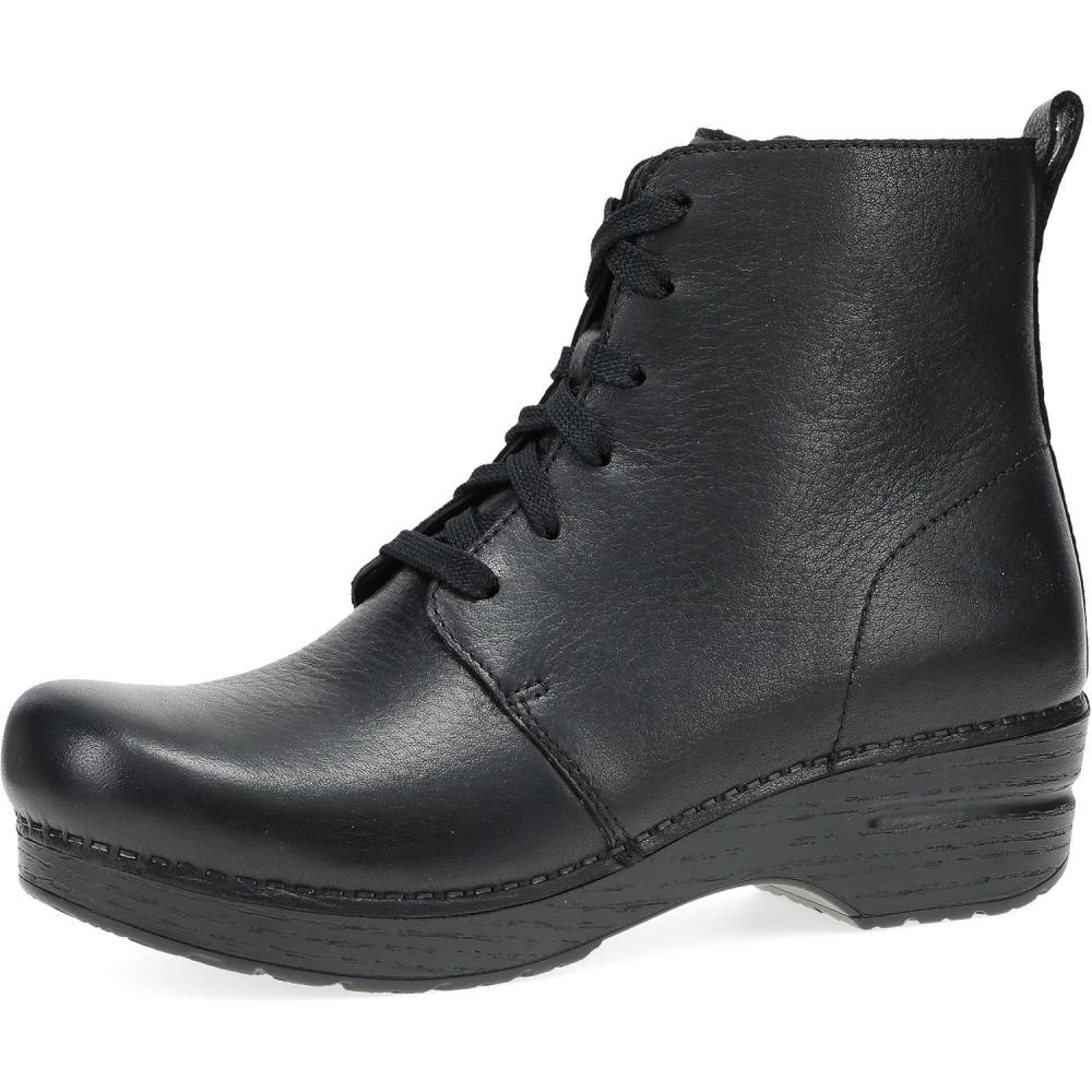 imageDansko Sigourney Classic Stapled Clog in LaceUp Boot Style for Women AntiFatigue Rocker Bottom Promotes Forward Foot MotionBlack