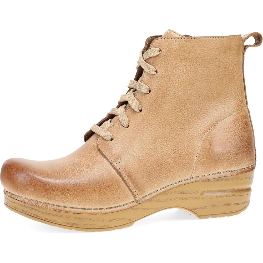 imageDansko Sigourney Classic Stapled Clog in LaceUp Boot Style for Women  AntiFatigue Rocker Bottom Promotes Forward Foot MotionHoney